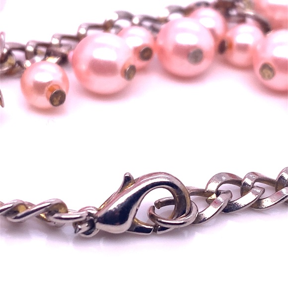 Charming Pink Pearl Chain Bracelet 7.5” - Picture 4 of 7